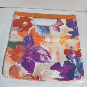 Floral Women's Bag with Orange Trim